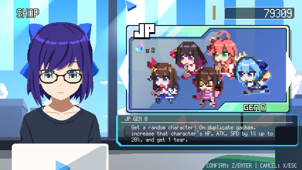 HoloCure character and weapon selection screen