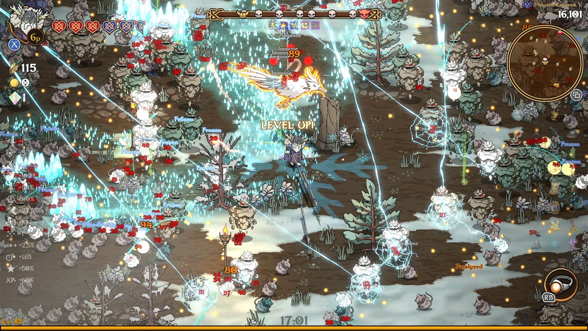 Nordic Ashes character fighting waves of fantasy creatures