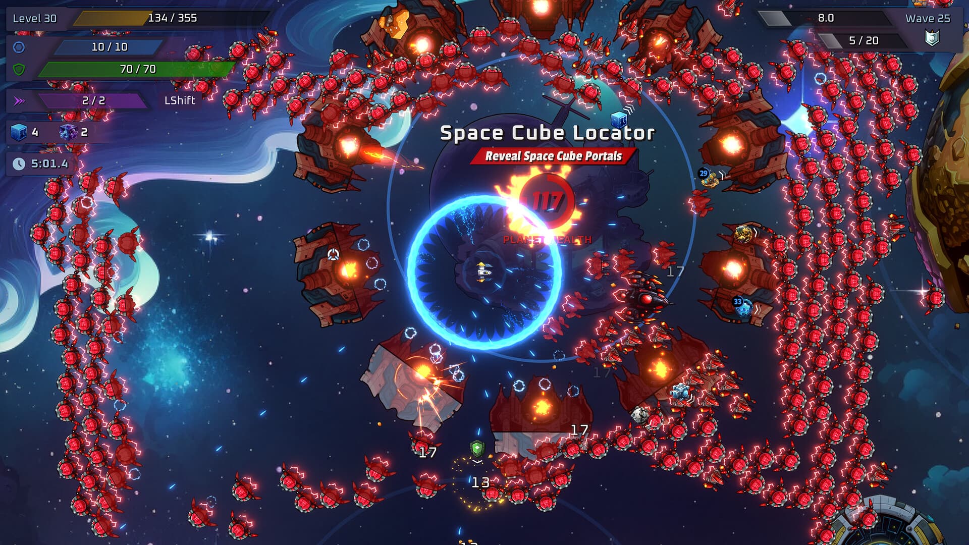Time Wasters spacecraft fighting through dense enemy fire