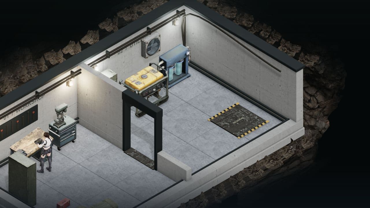 Zombie Defence — right oblique view. The shelter’s generator, water purifier and reserve equipment bay.