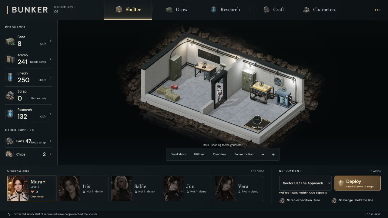 Shelter rooms where residents work and spend time between expeditions
